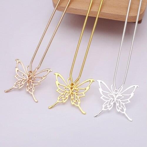 41x35mm Copper Butterfly Hairpins Hair Forks Sticks Hair Pin Hairpin Hair Wear Findings DIY Vintage Jewelry Accessories