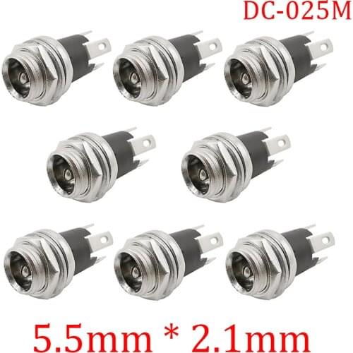 5/10/20Pcs 5.5mm x 2.1mm DC-025M DC Charging Socket Connectors With Nut 5.5 *2.1mm 3Pin Female Jack DC Power Panel Mount Adapter