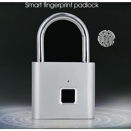 Fingerprint Lock Smart USB Rechargeable Fingerprint Padlock Quick Unlock Zinc Alloy Metal Self Developing Chip for Door Luggage