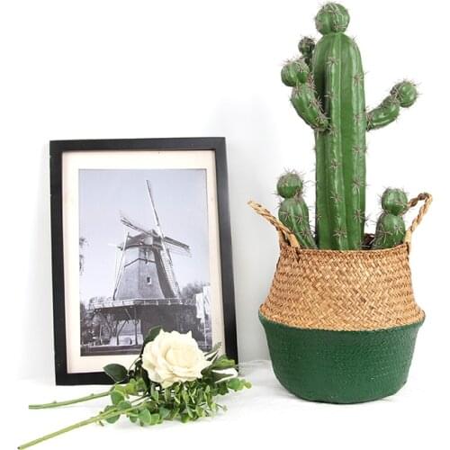 Farmhouse Boho Decorative Storage Basket Handmade Straw Organizer Plant Pot Flower Planter Nursery Pots Panier Osier Mimbre