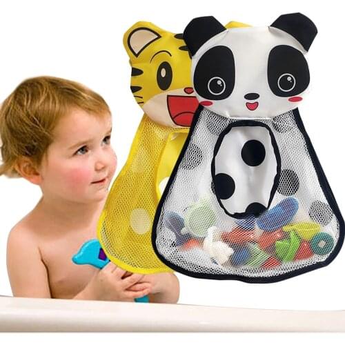 Childrens Bath Play Toys Storage Bag Kid Bathroom Water Suction Cup Organiser Woven Mesh Fabric Baby Tubs Storage Bags