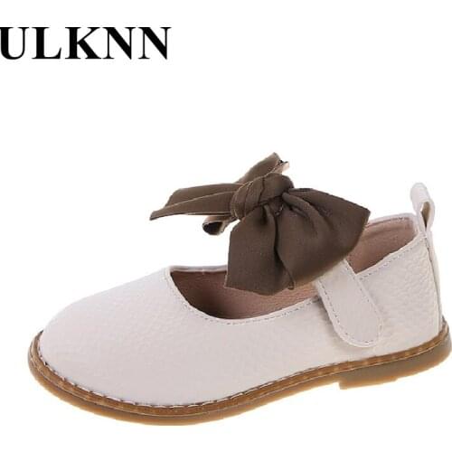 ULKNN Childrens Flat Shoes Kids School Party Shoes For Birthday Flower Girl Bow Princess Leather Shoes First Walk Of Baby Soft