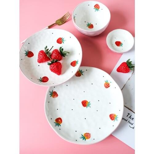 Home Ceramic Dish Creative Breakfast Dumpling Dish Vegetable Salad Plate Strawberry Plate utensílios de cozinha