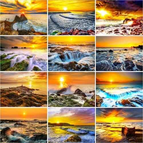 Evershine Diamond Painting Sunset 5D New Arrival Diamond Embroidery Seaside Landscape Full Square Round Rhinestone Mosaic Art