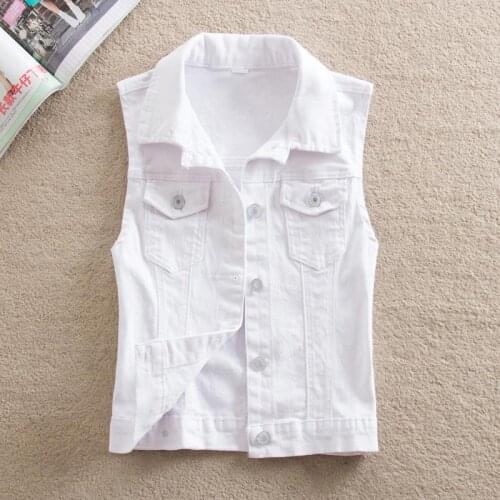 G1610 Spring and summer 2021 new womens big size fashion casual joker sleeveless short section denim vest cheap wholesale