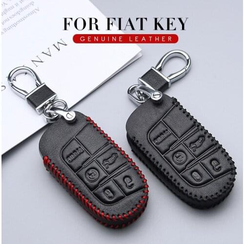 Leather Car Key Case Fob Cover For Fiat 500 500l Panda Doblo Tipo Freemont Grande Punto Toro Uno Egea Key Ring Chain Accessories