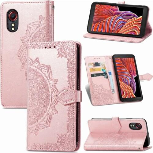 Mandala Flower Embossed Leather Case For Samsung Galaxy Xcover 5 Cases Magnetic Folio Wallet Phone Cover Funda