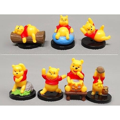 7pcs Mini Models Winnie The Pooh Edward Bear DIY Keychain Doll Children Gift Key Chain Disney Cartoon Children Gift