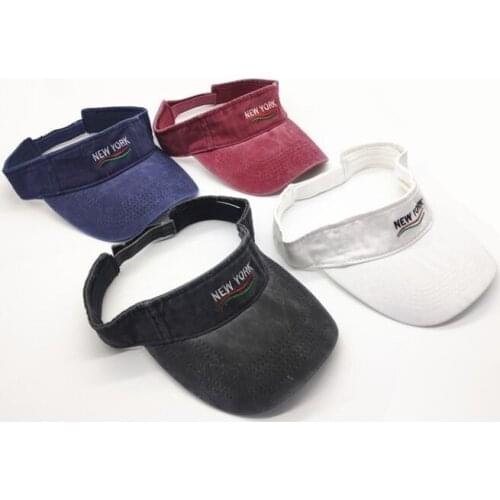 Summer Womens casual Demin Washed Cotton Sun Visor Caps Outdoor Men Letter Embroidery Topless Gorros