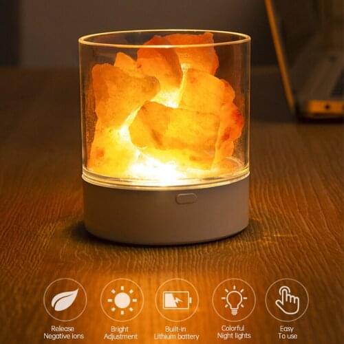Fashion USB Crystal Light Natural Himalayan Salt Lamp Led Lamp Air Purifier Mood Creator Indoor Warm Table Lamp Bedroom Lava