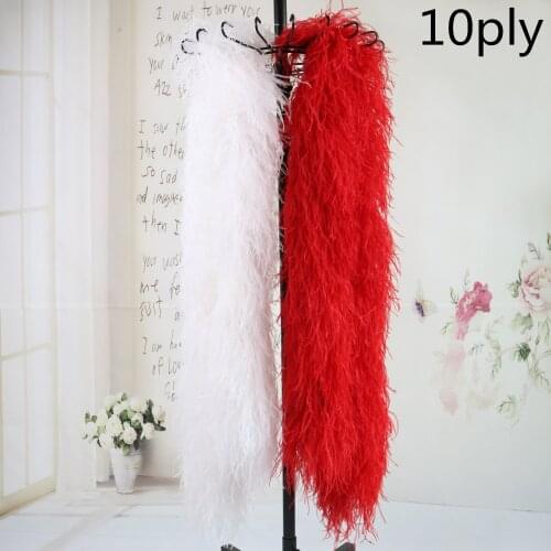 2 meters Long Fashion White Ostrich feather boa 4ply,6ply,10ply,15ply Thickness Ostrich Scarf Wedding Party Decoration Shawls