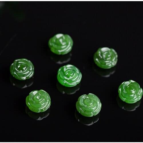 Natural Green Nephrite Jade Beads Carving Animals shape Stones Pendant DIY Making Healing Reiki Necklace Bracelets Jewelry Women