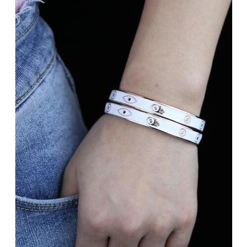 New arrived white enamel Open band Bangle Plated Rose Gold Color Simple Bracelet Healthy Healing Bracelet Jewelry wholesale