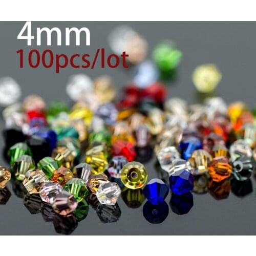 Wholesale AAA Crystal Glass Beads 100pcs/lot 4mm Bicone Beads 5328/5301 Charm Loose Spacer Bead for DIY Garment Beads