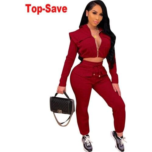 2020 Autumn Winter Tracksuit Sweatshirts Crop Tops And Pants Two Piece Set Women Trousers Casual Sportwear Vintage Matching Sets