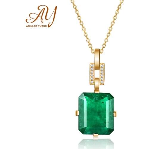 Anillos Yuzuk Square AAA Zircon Pendant Necklace Emerald Green Pink Saphhire Blue Purple Charms Pendant Necklace Fine Jeweley