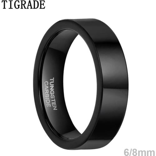 TIGRADE Black Silver Color Trendy 8mm Men Tungsten Carbide Ring Engraved Wedding Band Male Engagement Ring Jewelry anillo hombre