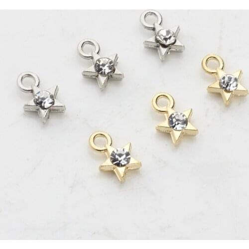 Zinc Alloy Crystal Mini Golden Stars Charms Pendant 6mm 20pcs/lot For DIY Necklace Jewelry Making Finding Accessories