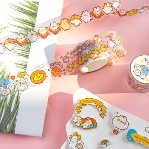 Transparent PET Tape Cute Cat Stickers Cartoon Hand Account Photo Album Diary DIY Decoration Stickers Sealing Stickers
