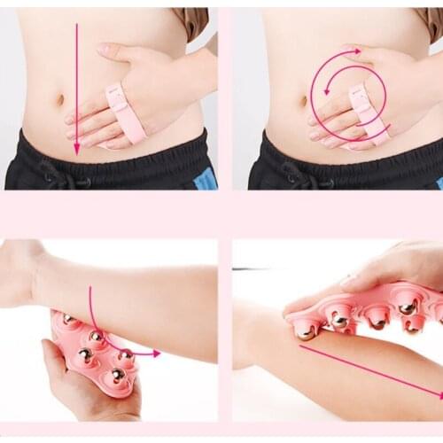 Y1UF 7 Ball Beads Handheld Massager Full Body Essential Oil Hand Roller Gloves Meridian Brush for Neck Back Shoulder Leg Pain