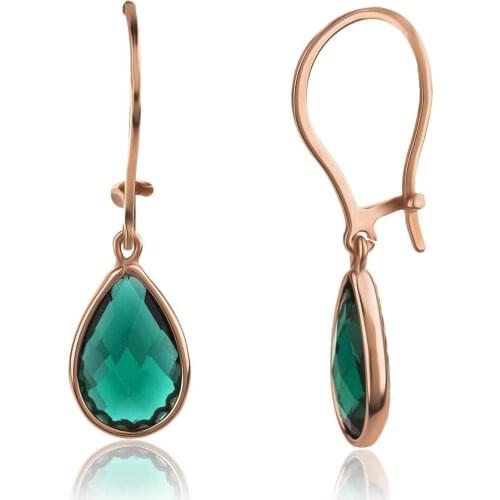 Drop Green Quartz Silver Earrings