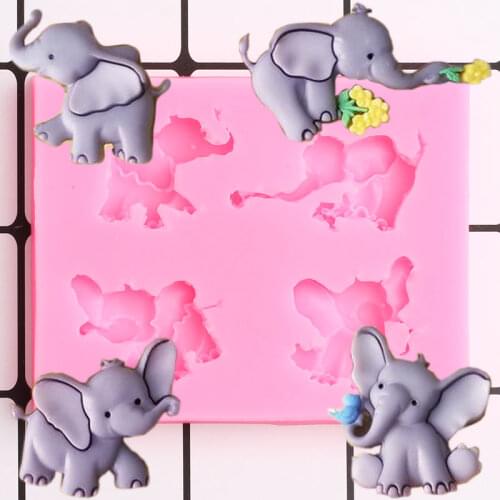 Elephant Shape Silicone Mold Animals Cake Fondant Molds Rose DIY Party Cake Decorating Tools Candy Chocolate Gumpaste Mould