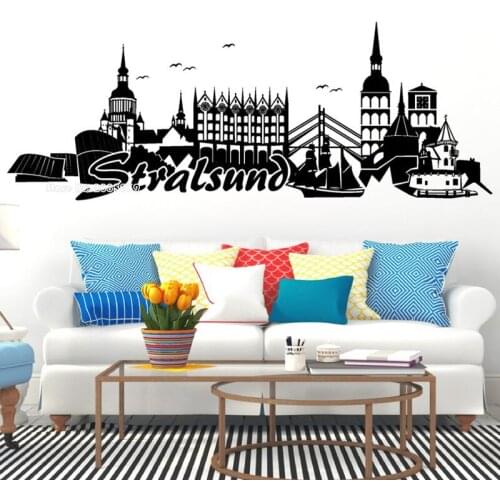 Stralsund Skyline Hanseatic City Wall Decal Vinyl Wall Stickers Living Room Office Fine Wall Decor City Silhouette Mural LL885