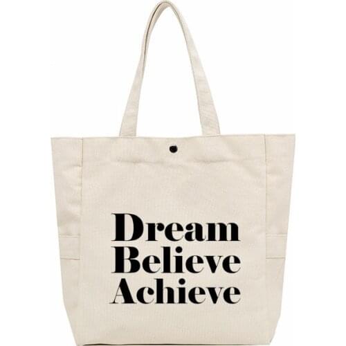 Dream Believe Achieve Gift for Her Shoulder Bag Large Capacity Tote Bag Canvas Bag Women Shopping Bag Student Book Bag