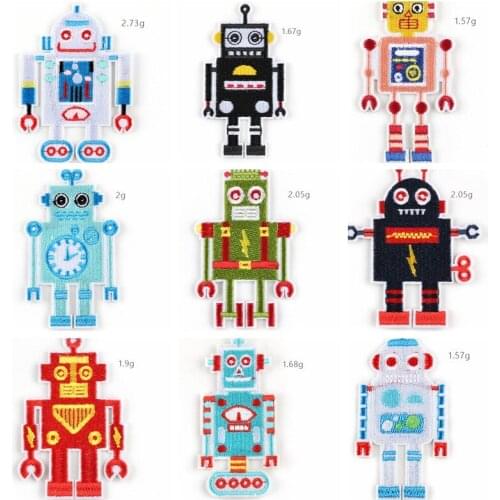 2019 New Cartoon children Clock Robot Patches Badges Stripe Star Iron On Patches Accessories For Clothing Embroidered Patches