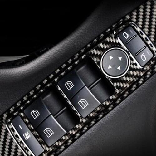 Carbon Fiber Interior Window Lift Button Frame Trim Fit for Mercedes Benz C Class W204 2005-2012 Car Styling Accessories