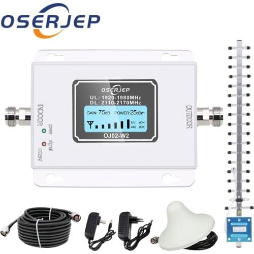 UMTS 2100M Hz signal amplifier + Yagi directional outdoor antenna / ceiling omnidirectional indoor antenna with 3M cable