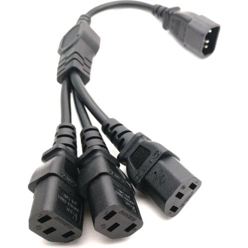 High Quality IEC 320 C14 Male Plug to 3XC13 Female Y Type Splitter Power Cord , C14 to 3 x C13, 250V/10A 1pcs