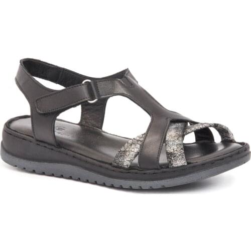 Gedikpasalı Asy 703 Black Women 'S 2021 Summer Sandals Orthopedic Genuine Cow Leather Business Elevator Light Stylish Casual Use Hiking