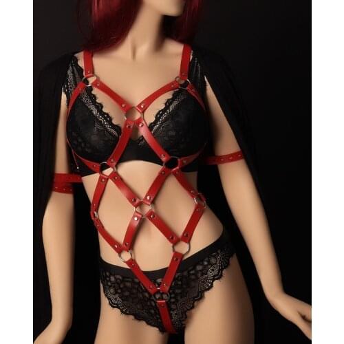 Goth Body Bondage Harness Set Leather Garters Sexy Women Bra Sword Belt BDSM Rope Straps Rave Corset Female Erotic Underwear