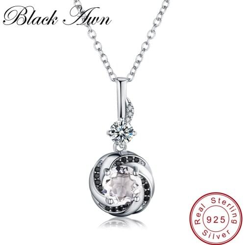 [BLACK AWN] 925 Sterling Silver Necklace for Women Classic Round Necklaces Pendants Girls Gift P159