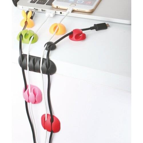 New 1PC USB Cable Organizer Wire Winder Earphone Holder Cord Clip Office Desktop Phone Cables Silicone Tie Fixer Wire Management