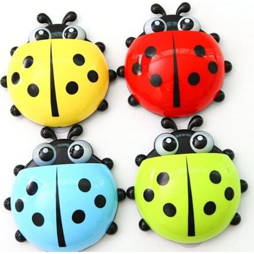 10 pcs 4Colors New Funny Cartoon Toothbrush Holder Ladybug Sucker Suction Hook Bathroom Accessories Set storage box
