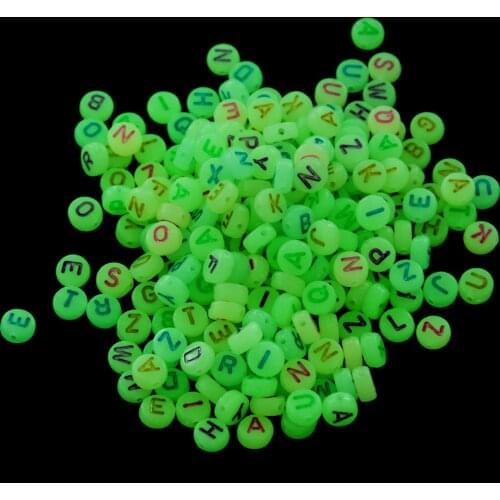 100pcsDIY Beaded Material Early Education Acrylic Stars Peach Heart Letters Luminous Flat Beads Square Beads Round Loose Beads