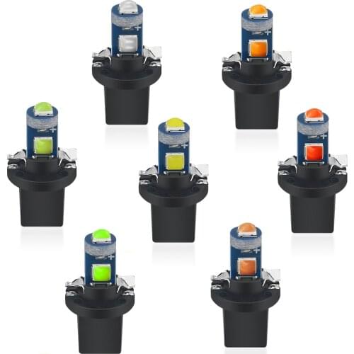 100pcs T5 B8.5 3LED-3030 Car Bulb LED Interior Auto Light Dash board Instrument Lamp White Blue Red Yellow Pink Wholesale 12V