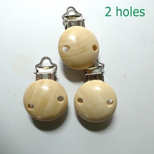 1000PCS Nature Wood 2 Holes Baby Pacifier Clips