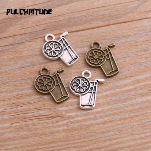 20PCS 16*20mm New Product Two Color Summer Icy Drink Cup Charms Pendant Jewelry Metal Alloy Jewelry Marking