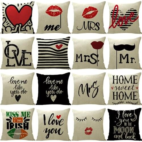 2021High Quality Nordic Hot Sale Linen Pillow Letter Love Valentines Day Cushion Sofa Cushion Pillowcase Bedside Cushion