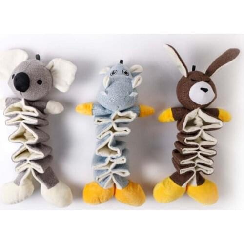 3 Pcs Cute Animal Dolls Pet Grind Claws Plush Toys Dogs Food Leakage Hippo Koala 896B