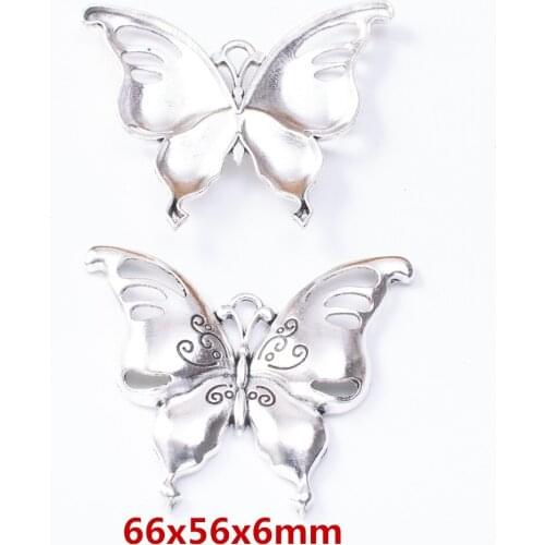4 pieces of retro metal zinc alloy butterfly Pendant for DIY handmade jewelry necklace making 8149