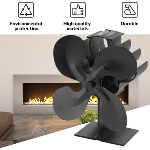 4-Blade Quiet Home Efficient Heat Powered Stove Fan For Wood / Log Burner/Fireplace Environmental Protection Practical Stove Fan