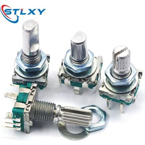 5PCS/LOT 20 Position 360 Degree Rotary Encoder EC11 w Push Button 5Pin Handle Long 15/20MM With A Built In Push Button Switch