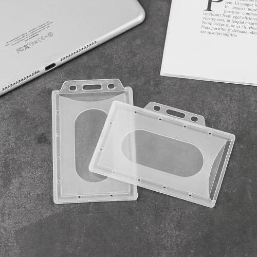 5PC Transparent ID Card Holder Hard Plastic Protector Cover Case Enclosed Oyster Pass Badge Office School Supplies