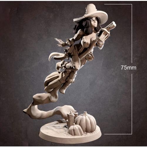 75mm Resin Model Female Pirate Witch Figure Unpainted No Color RW-042