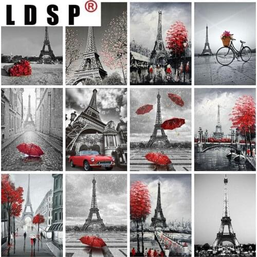 LDSP Diamond Painting Landscape 5D DIY Cross Stitch Eiffel Tower Full Square Drill Embroidery Sale Home Decor