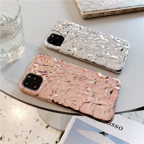 Retro Korean silver Rose gold aluminium foil art Phone Case For iPhone 11 12 Pro Max Xs Max XR Xs 7 8 Plus 7Plus case Cute Cover